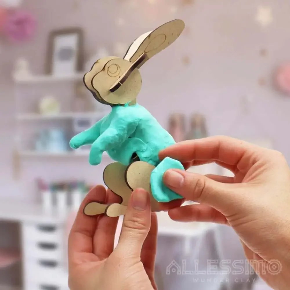 Allessimo WunderClay - 3D Clay Puzzle Rabbit kit for Kids Boys Girls for Ages 5+